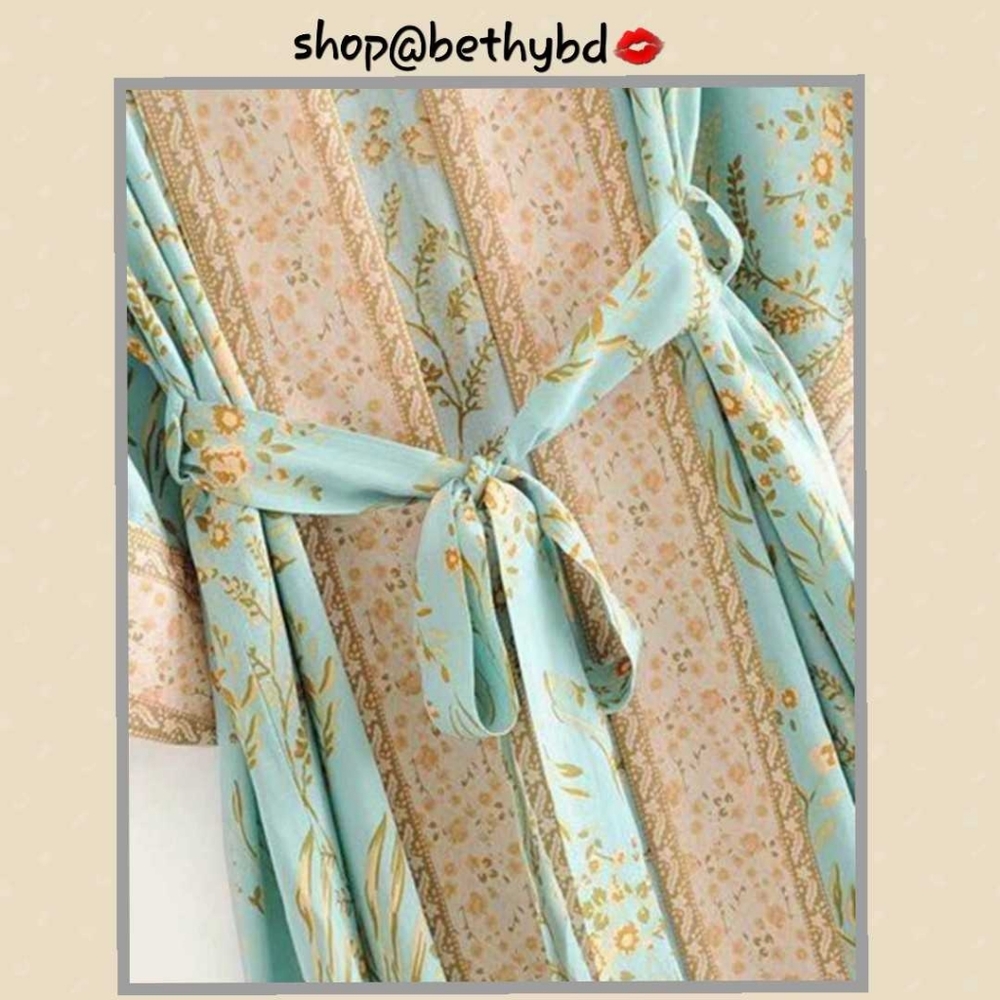Sleeping Beauty Boho Turquoise Kimono - Picture 3 of 3